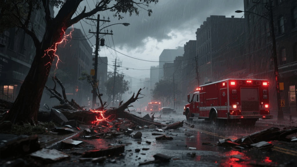 Pittsburgh power outage 2025 storm wreckage