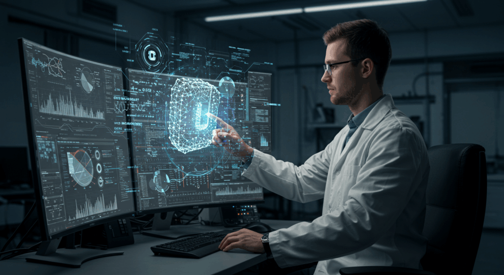 Researcher using quantum superposition 2025

