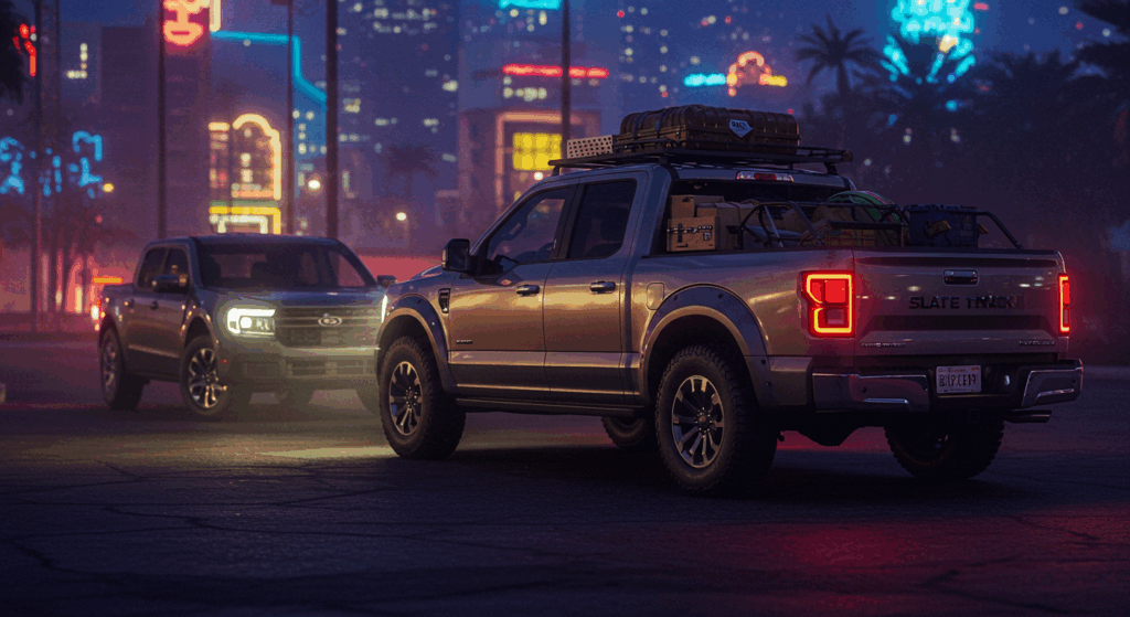 Slate Truck 2025 compact bed vs. Ford Maverick