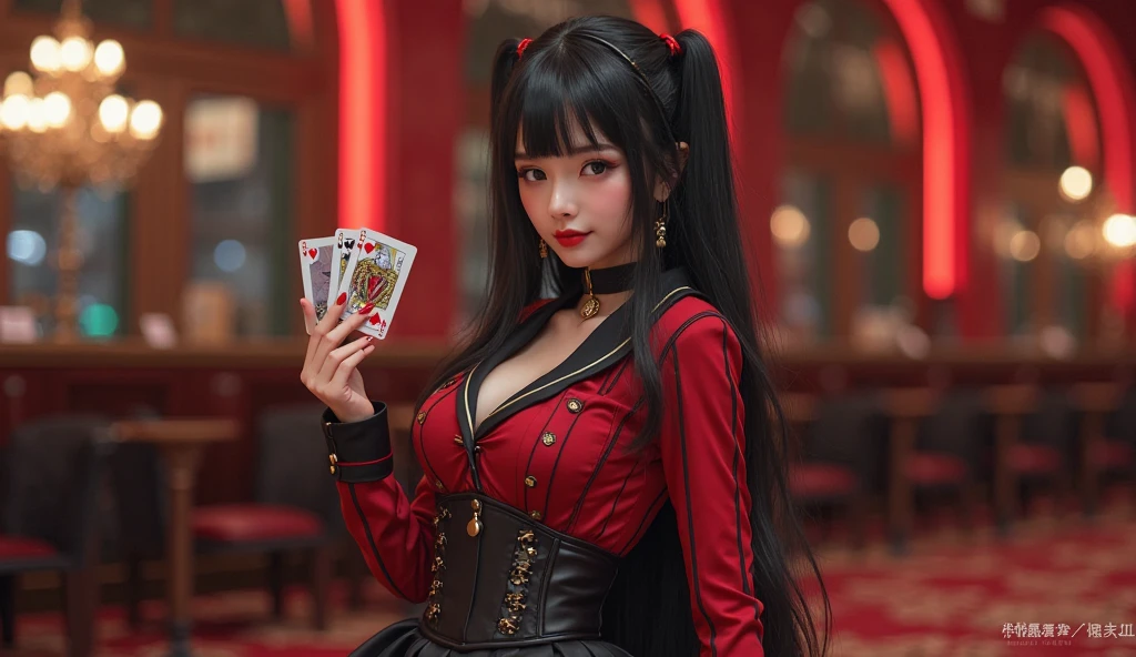 Real Jabami Yumeko cosplayer in casino for sexy anime girls fashion.