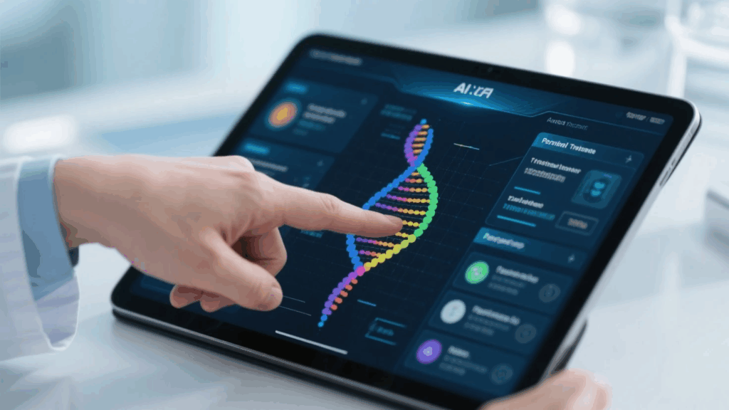 AI interface displaying personalized medicine in the AI healthcare revolution.
