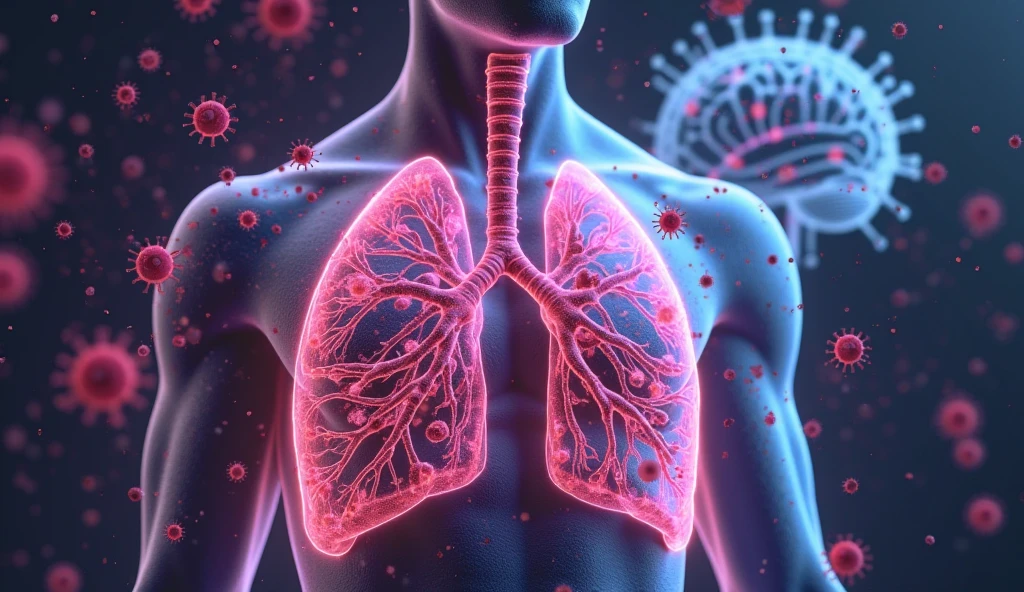 Lungs and brain fog graphic representing COVID symptoms 2025.


