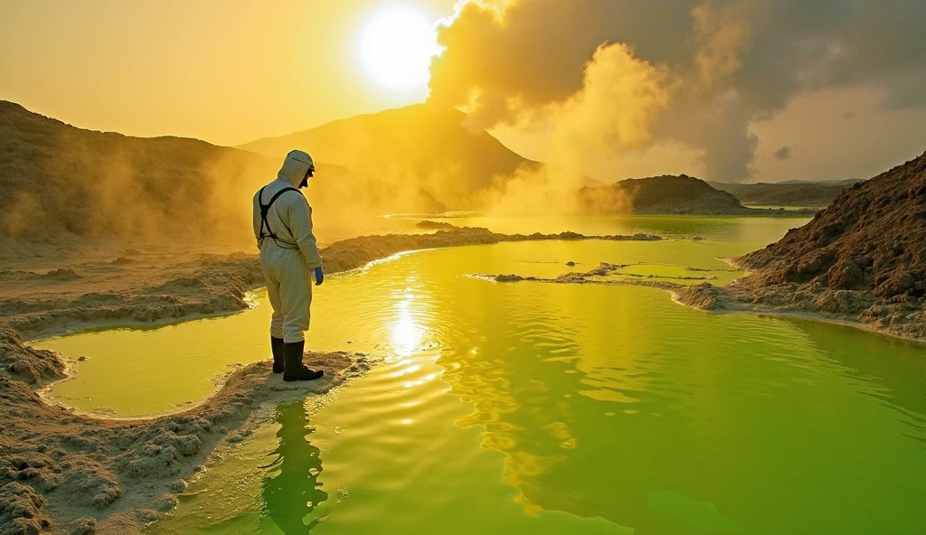 Danakil Depression in Ethiopia, a dangerous place with toxic sulfur springs and volcanoes.