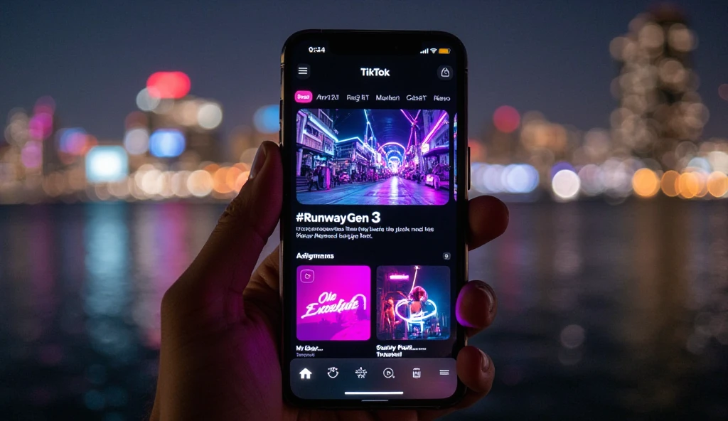 TikTok feed with Runway Gen-3 music videos, reflecting AI’s 2025 pop culture impact.