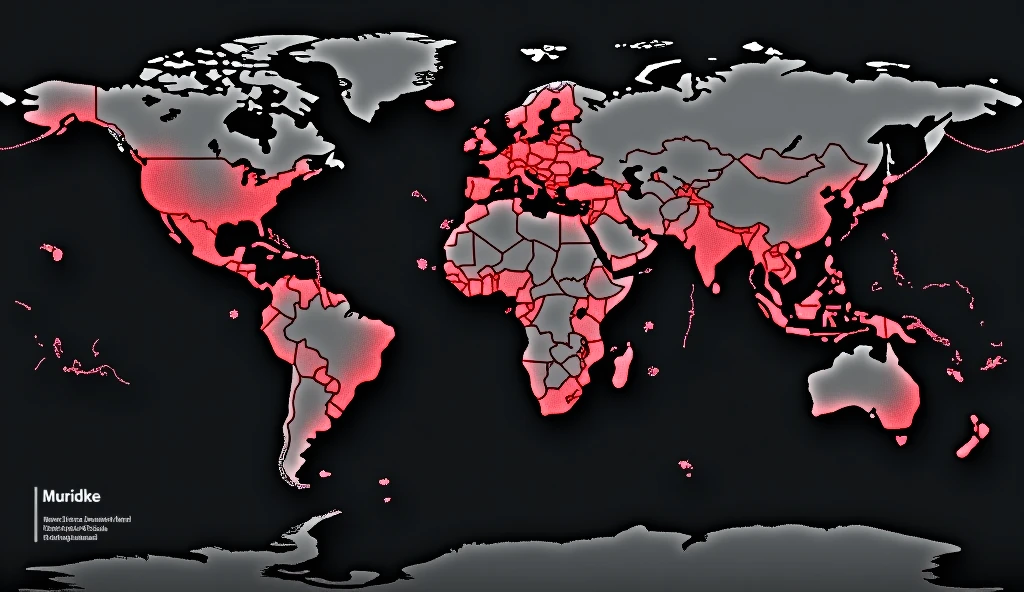 Global map showing the spread of online radicalization, with Muridke at the center.