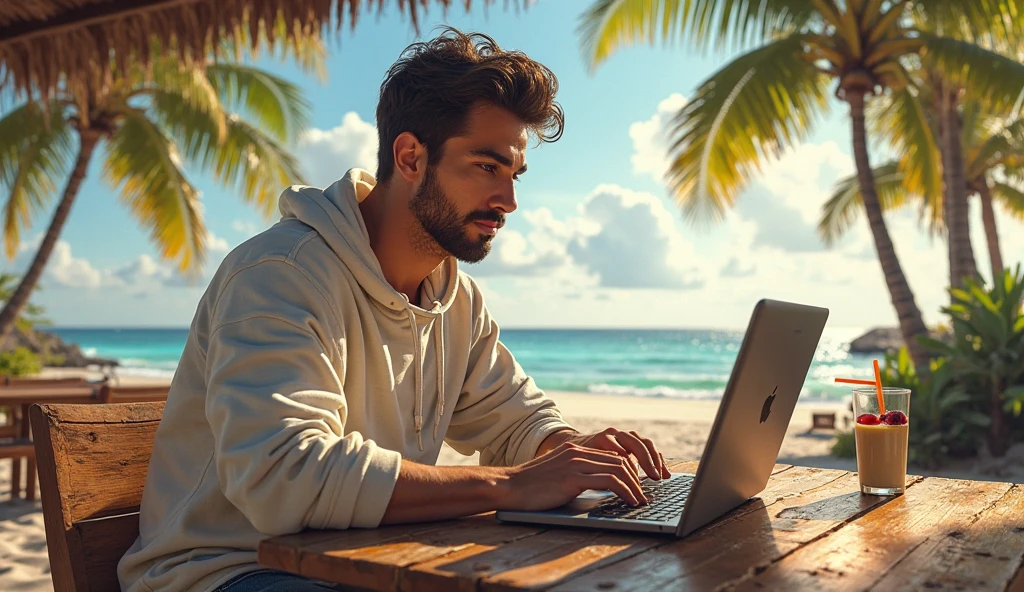 man working at Thailand café for digital nomad habits and modern habits.
Placement: “The Digital Shift” section, showcasing remote work.

