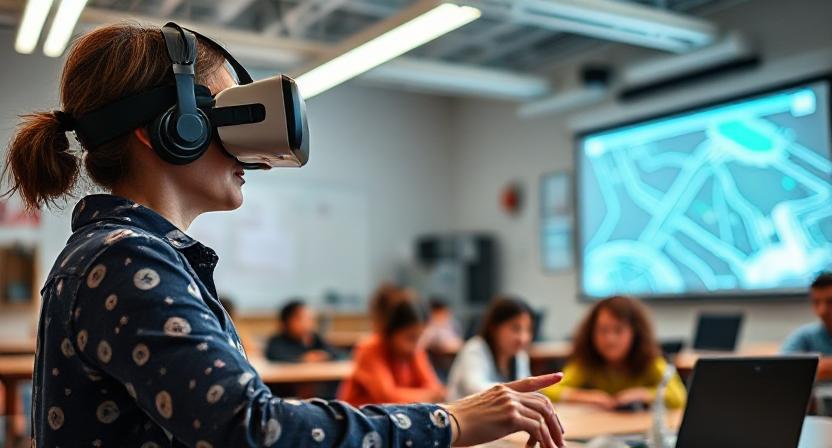 Teacher using VR for lessons, celebrated on Teacher Appreciation Day 2025.