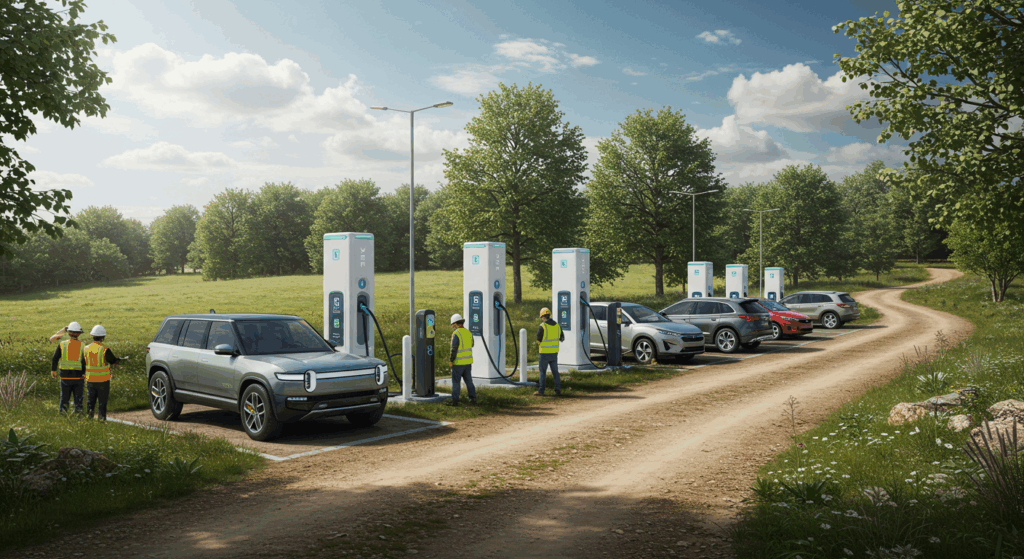 Rural EV charging station.