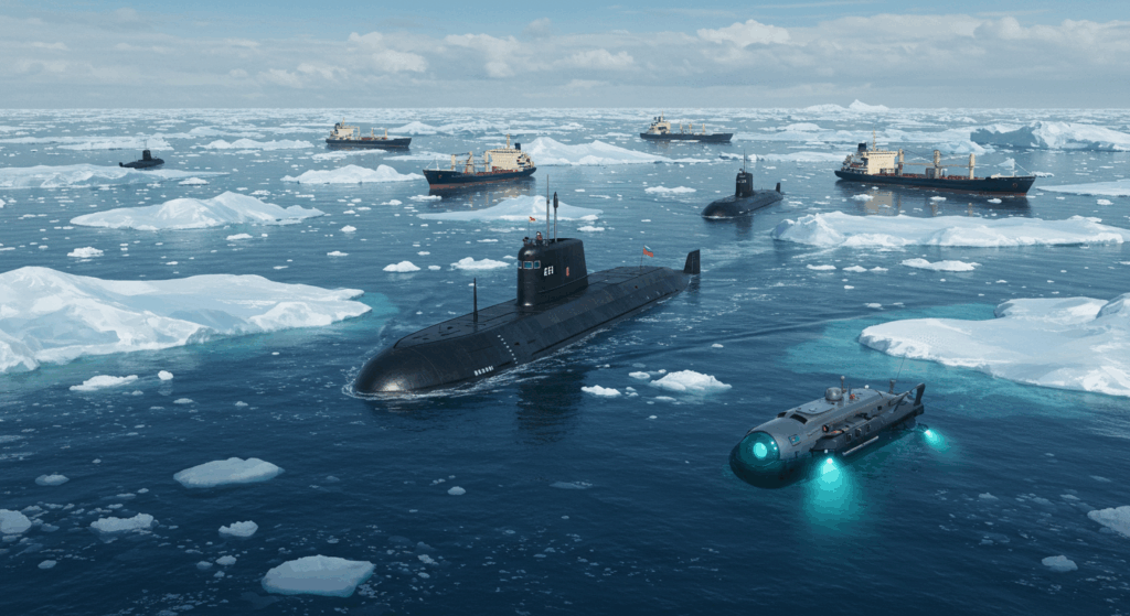Arctic ships for geopolitical secrets section.