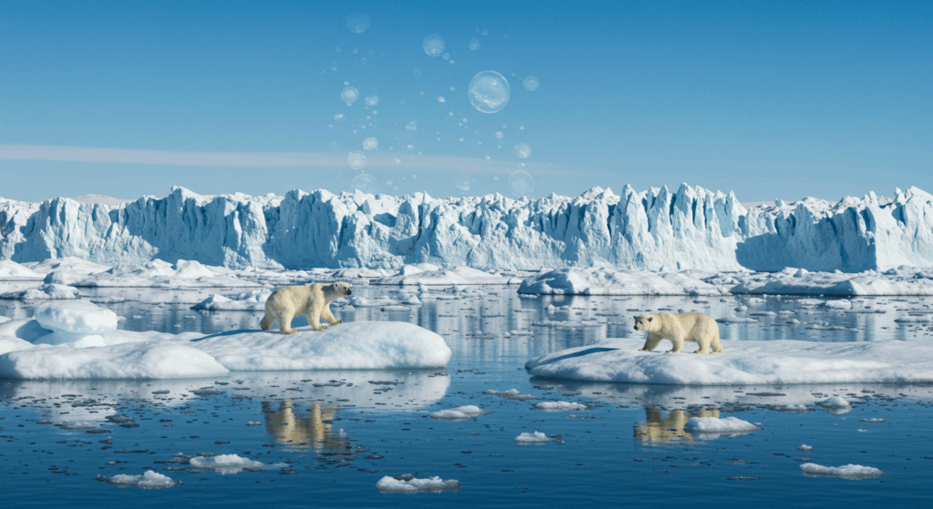 Melting Arctic ice for climate cover-up section.