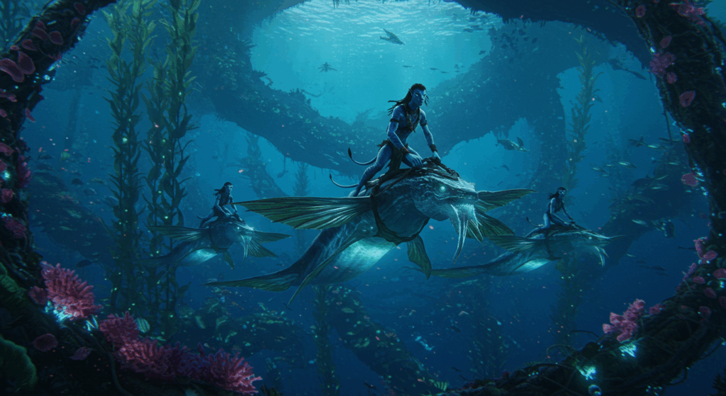 Avatar 3’s underwater Pandora, glowing with mystical beauty.