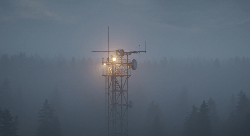 Photorealistic ILS antenna at Montgomery-Gibbs airport for San Diego plane crash and aviation safety.