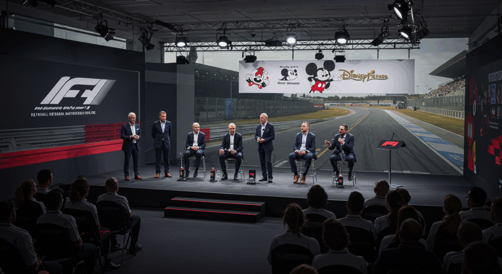 F1-Disney press conference for Disney and F1 2026 collaboration.