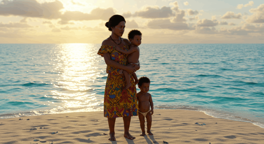 Kiribati woman and child for climate crisis legacy

