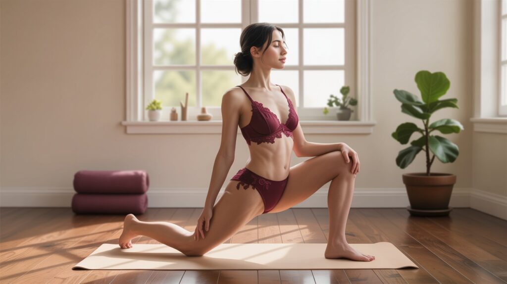 woman in smart lavender lingerie for lingerie fashion trends.