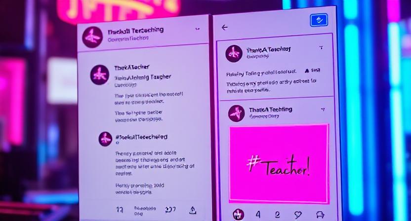 Social media celebrating National Teachers Day 2025 with #ThankATeacher posts.