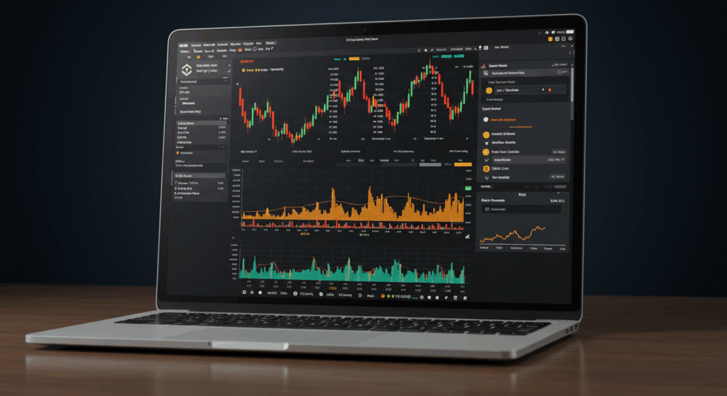 Laptop showing a crypto exchange for crypto guide for beginners.