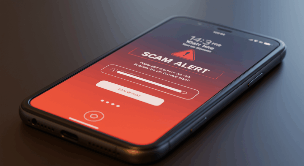 Phone with scam alert for crypto guide for beginners.