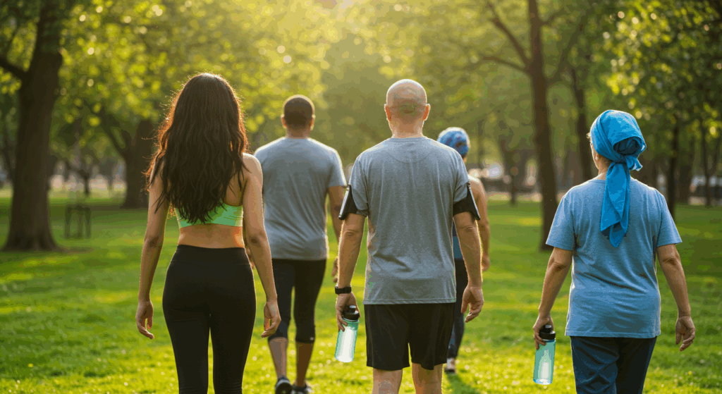 Group exercising for colon cancer prevention.