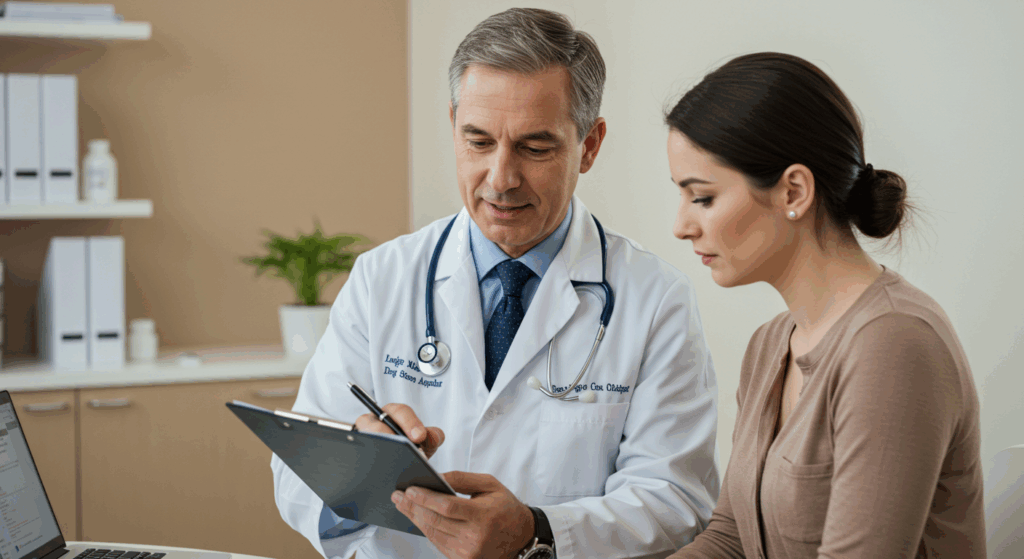 Doctor advising on yogurt and health.
