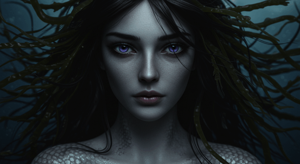 Mermaid sighting 2025, her violet eyes captivate in NovexaHub’s ocean mystery.