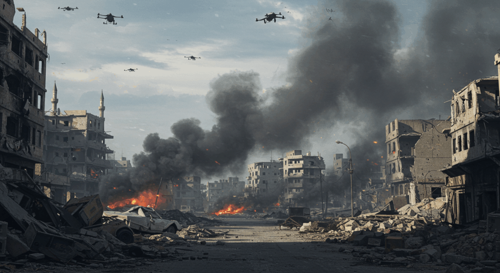 Middle East conflict zone during Iran-Israel war 2025. 

