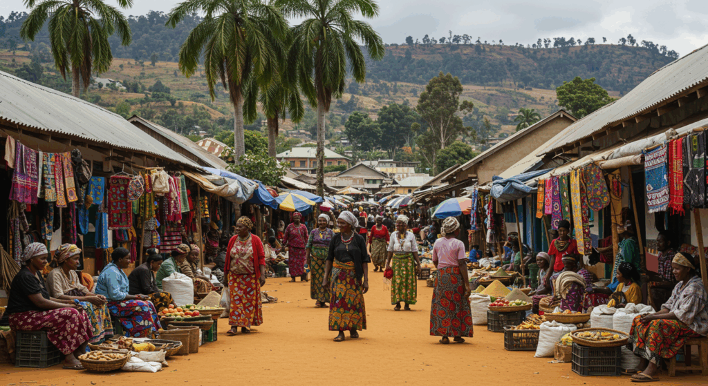 lively market in Antananarivo
